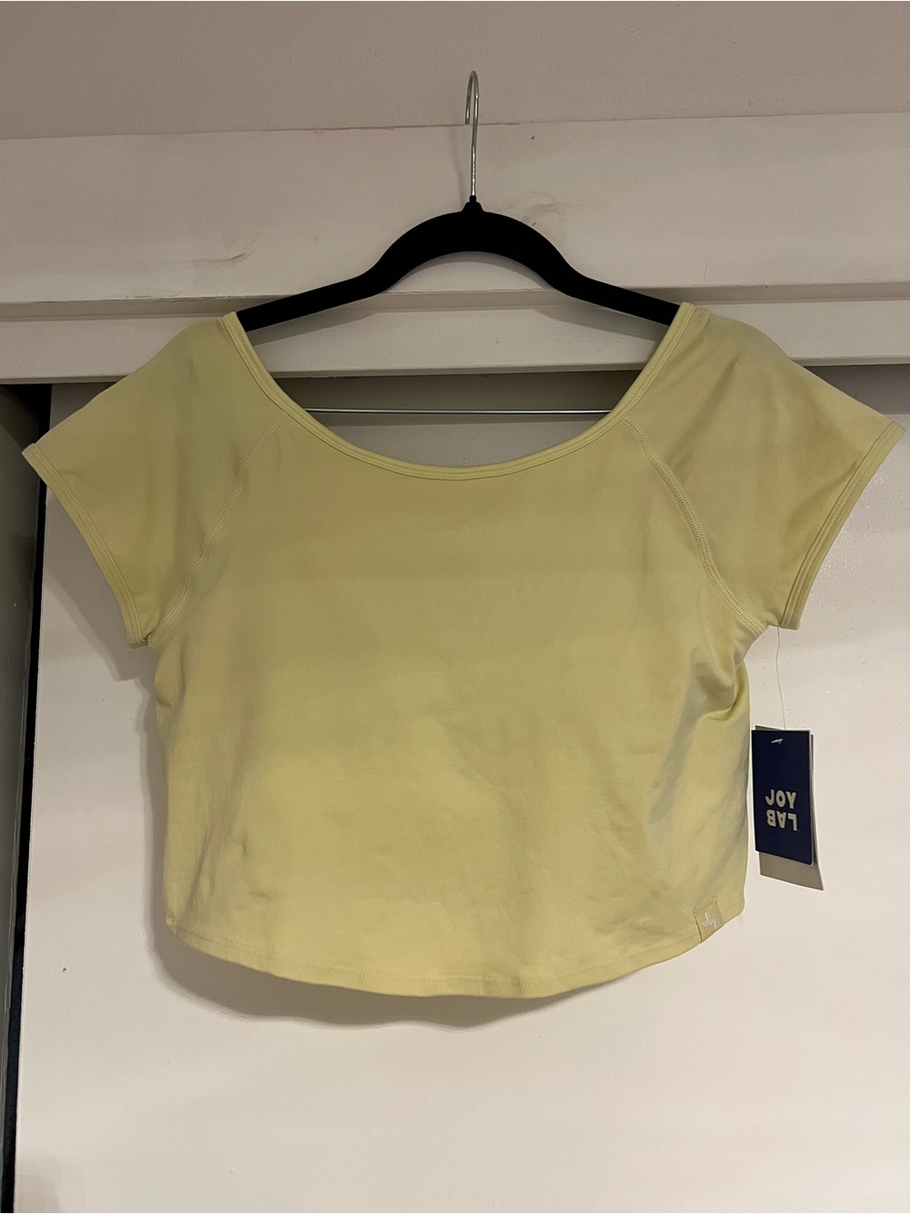 JoyLab Light Yellow Scoop-Neck Cropped Tee